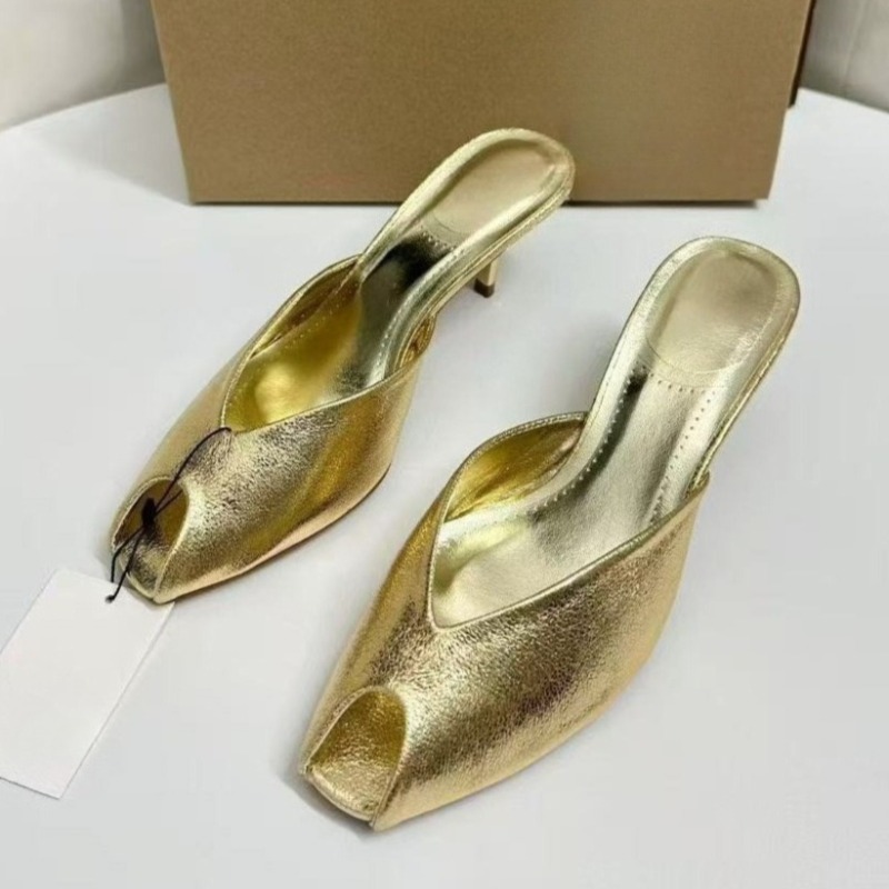 Shiny Gold Women Mules Shoes S - đánh giá và giá Women'S Shoes Peep Toe