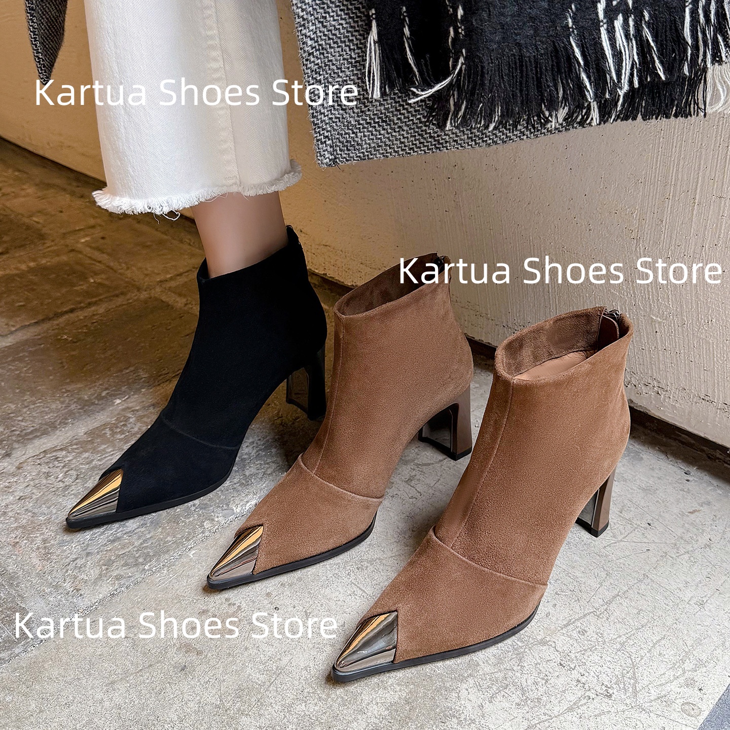 Women's Suede Ankle Boots Meta - đánh giá và giá Block Heel Ankle Boots