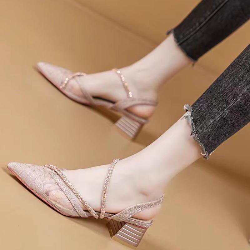 French Style Rhinestone Mesh P - đánh giá và giá Square Toe Mule