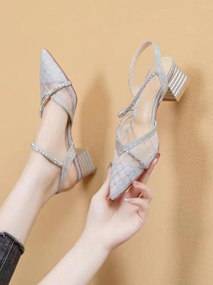 French Style Rhinestone Mesh P - đánh giá và giá Square Toe Mule