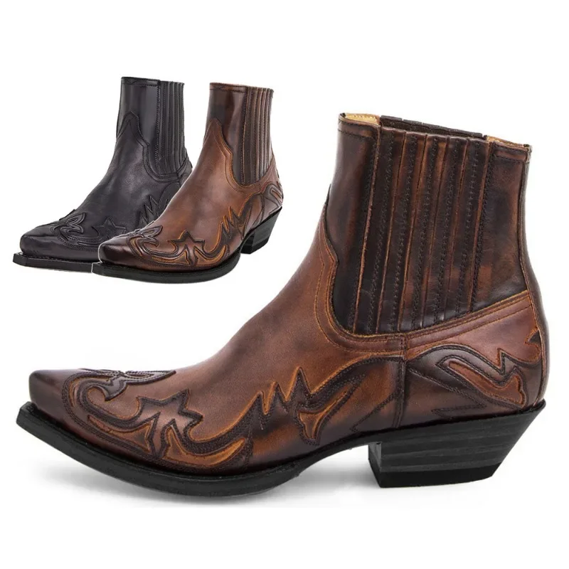 New Men's Boot Handmade Wedge  - đánh giá và giá Block Heel Ankle Boots