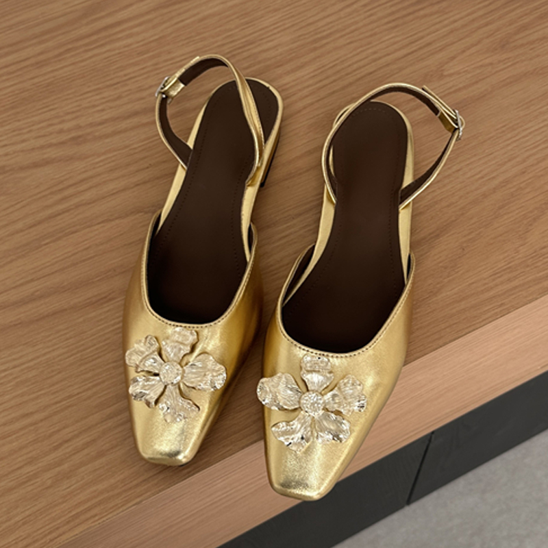 Aneikeh Golden Fashion Flower  - đánh giá và giá Square Toe Mule