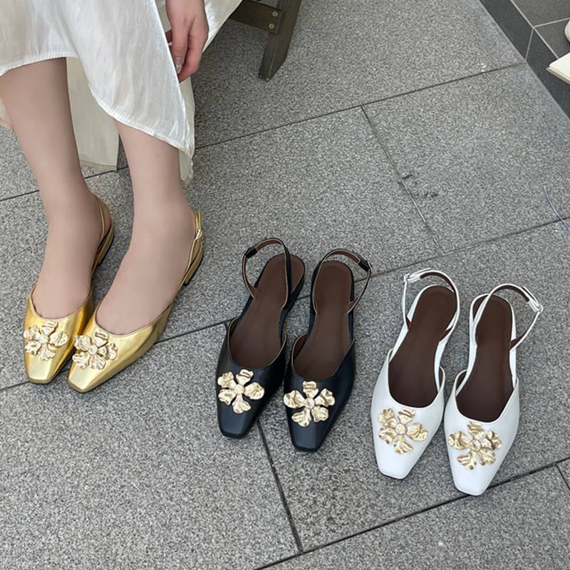Aneikeh Golden Fashion Flower  - đánh giá và giá Square Toe Mule