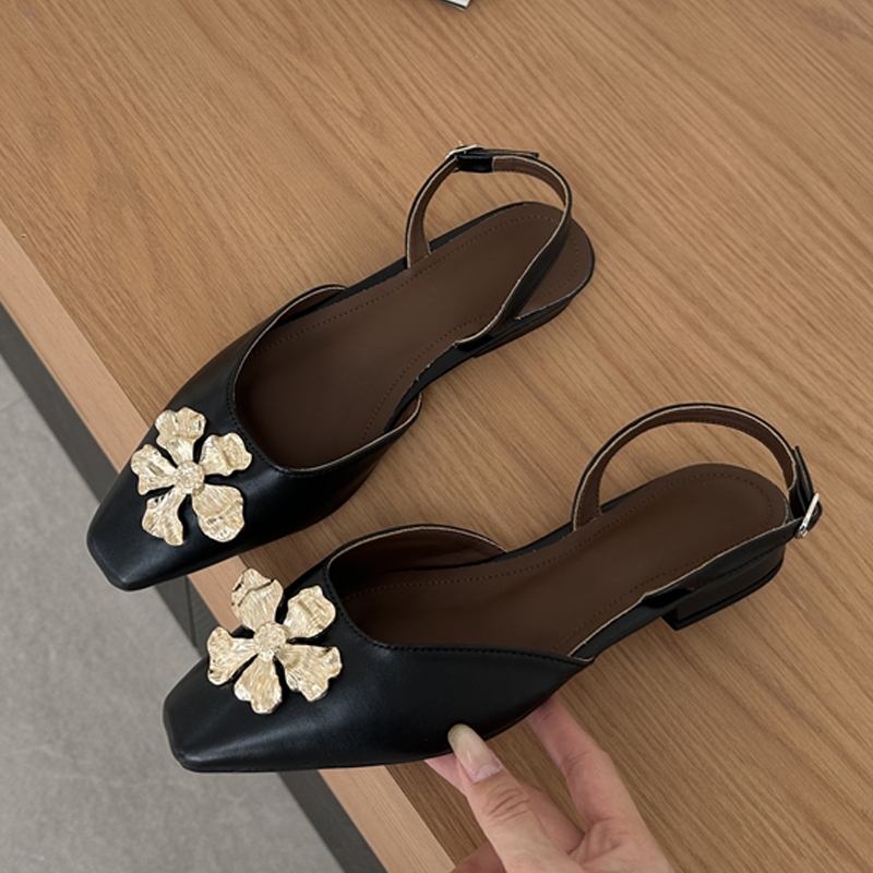 Aneikeh Golden Fashion Flower  - đánh giá và giá Square Toe Mule