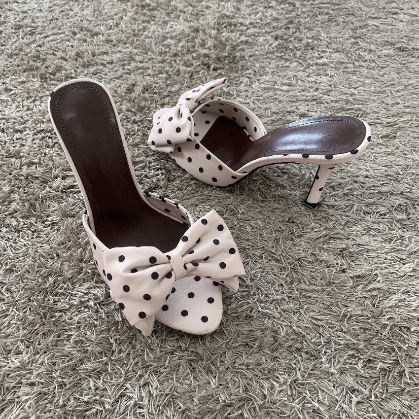 Polka Dot Bowknot Women Mules  - đánh giá và giá Women'S Shoes Peep Toe