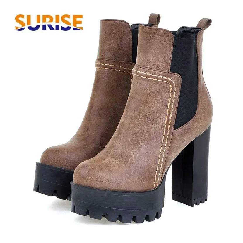 Big Size Winter Women Chelsea  - đánh giá và giá Block Heel Ankle Boots