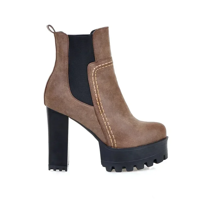 Big Size Winter Women Chelsea  - đánh giá và giá Block Heel Ankle Boots