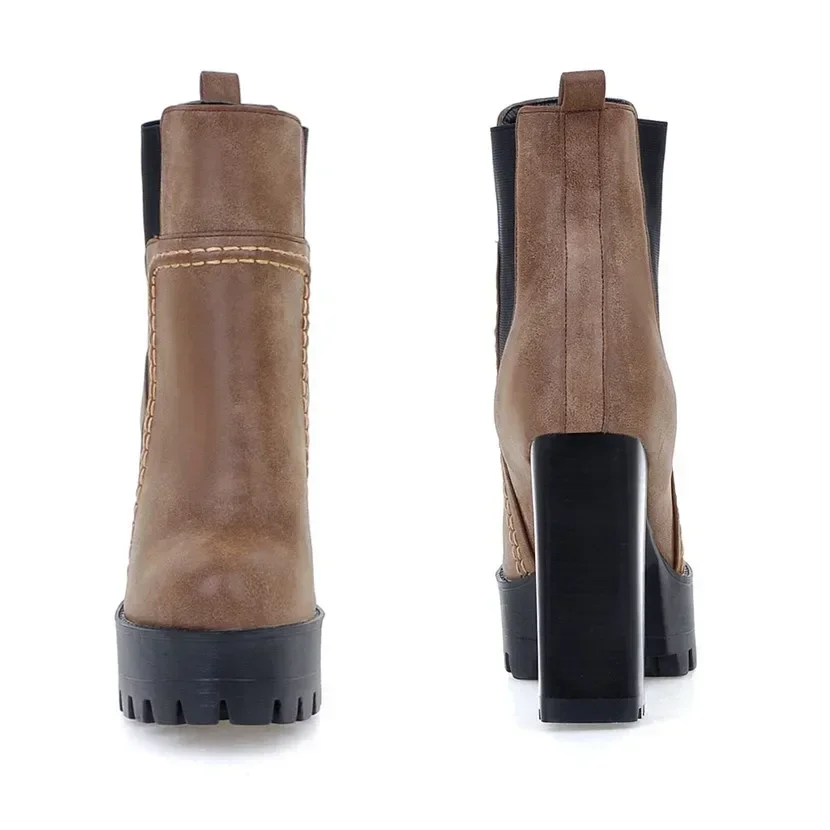 Big Size Winter Women Chelsea  - đánh giá và giá Block Heel Ankle Boots