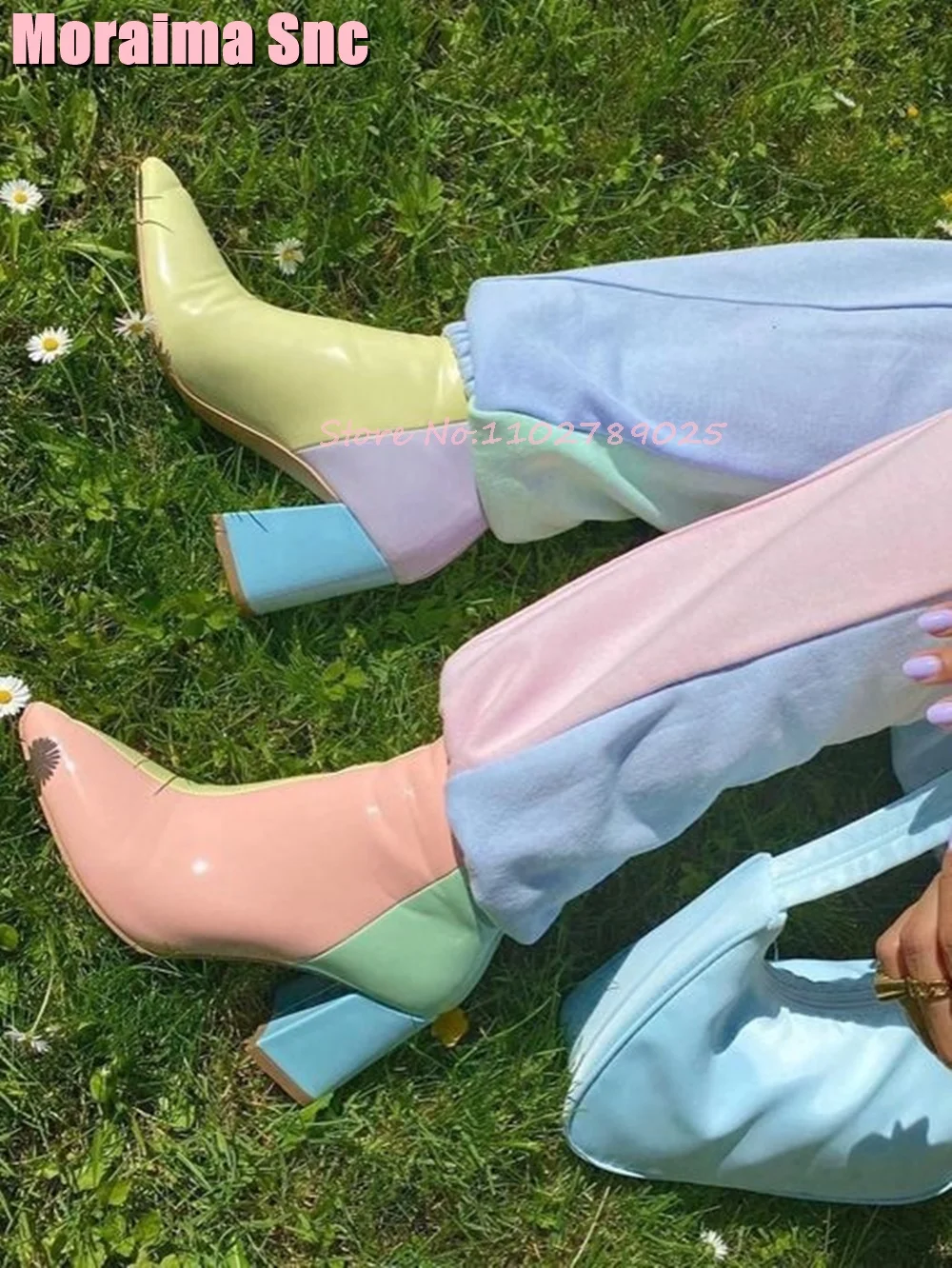 Mixed Colors Block Chunky Heel - đánh giá và giá Block Heel Ankle Boots