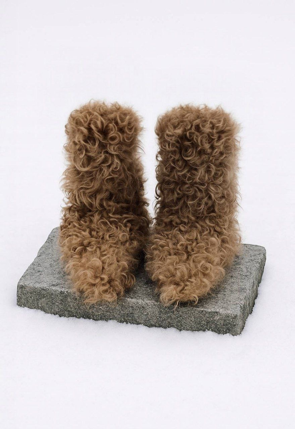 Camel Curly Faux Fur Black Blo - đánh giá và giá Block Heel Ankle Boots