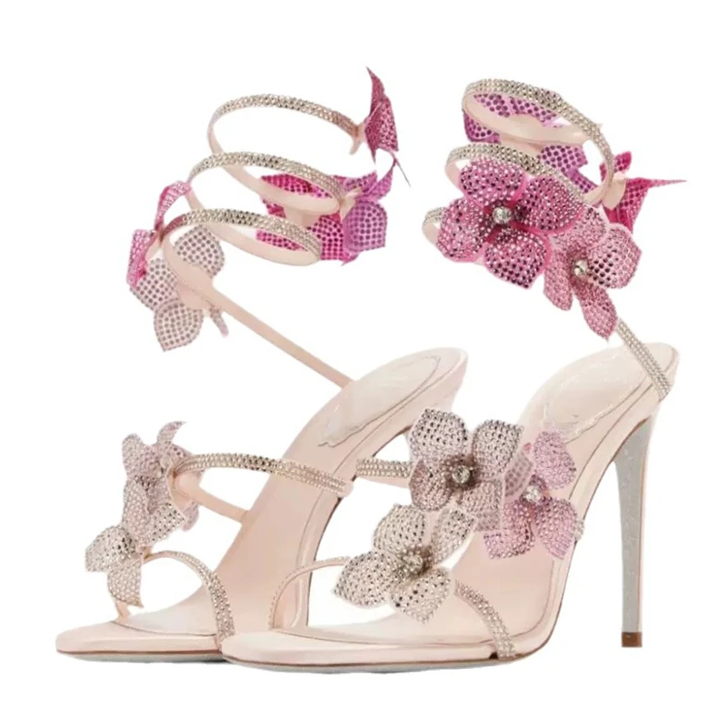 Eilyken Sexy CRYSTAL Flower Th - đánh giá và giá Ankle Strap Heels