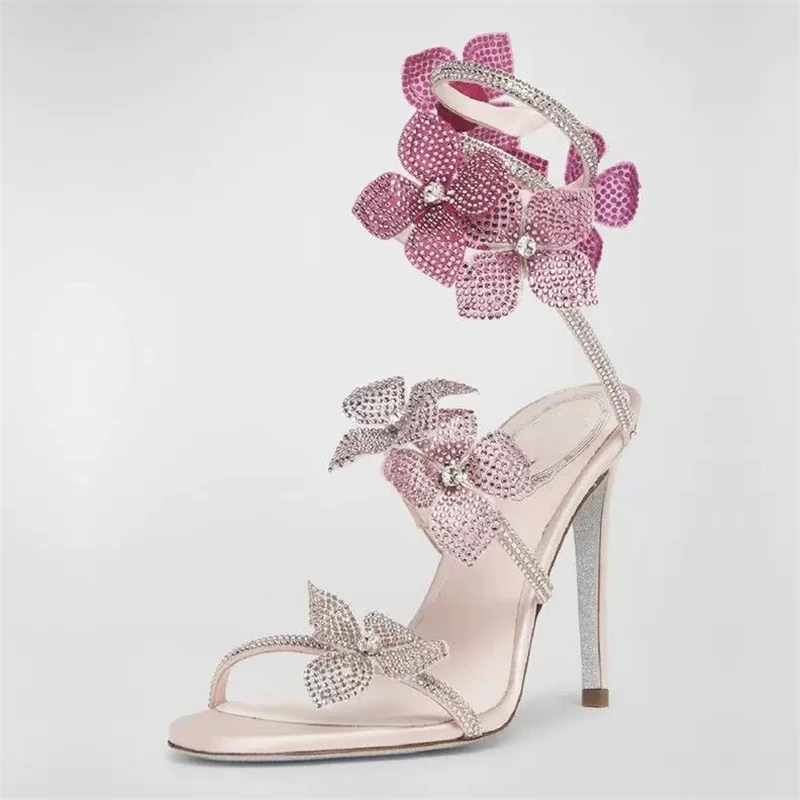 Eilyken Sexy CRYSTAL Flower Th - đánh giá và giá Ankle Strap Heels