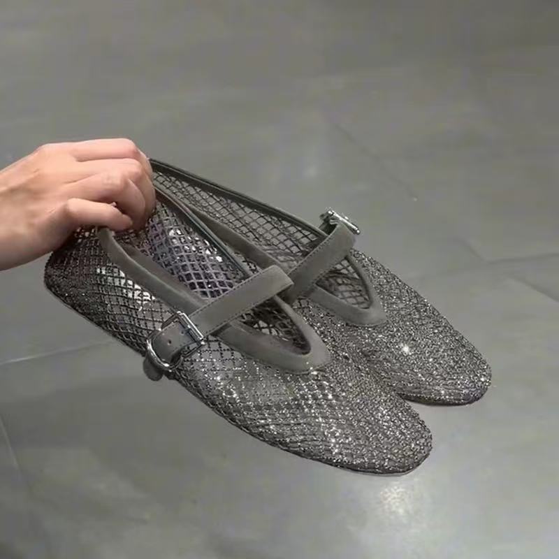 Hollow Rhinestone Baotou Sanda - đánh giá và giá Square Toe Mule