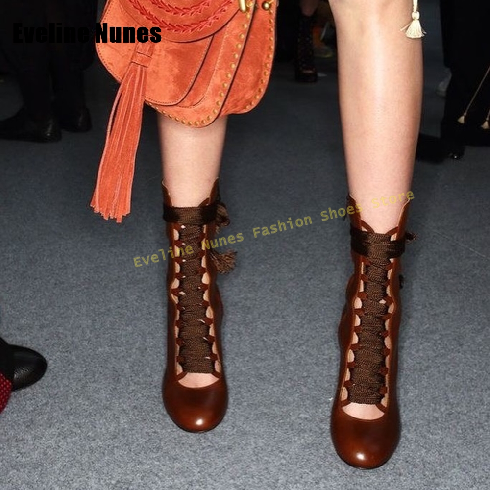 Cross Tied Fashion Catwalk Boo - đánh giá và giá Block Heel Ankle Boots