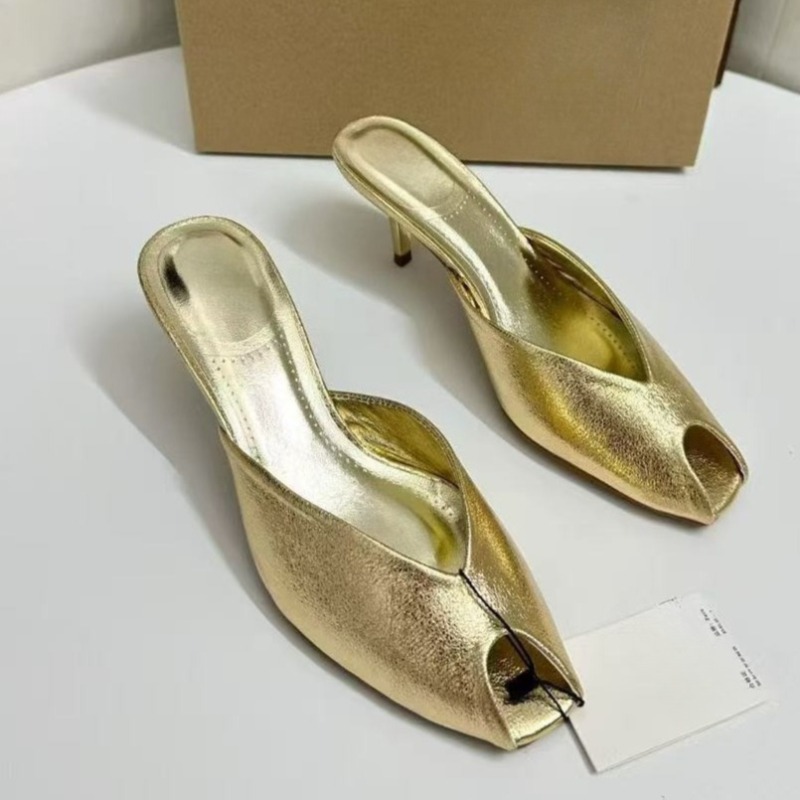 Shiny Gold Women Mules Shoes S - đánh giá và giá Women'S Shoes Peep Toe