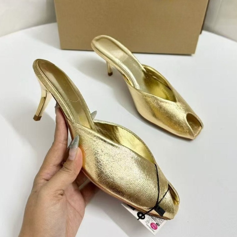 Shiny Gold Women Mules Shoes S - đánh giá và giá Women'S Shoes Peep Toe