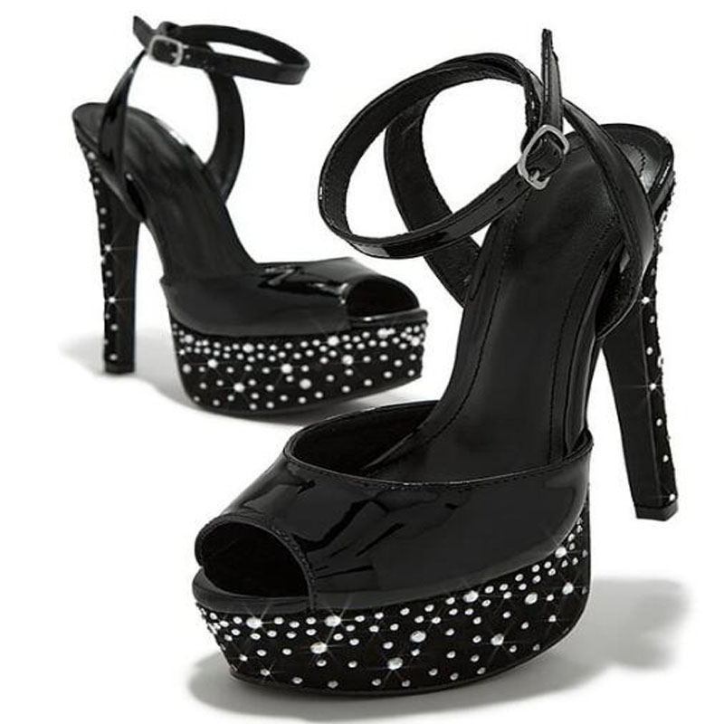 Luxury Women Gold Black Shiny  - đánh giá và giá Women'S Shoes Peep Toe