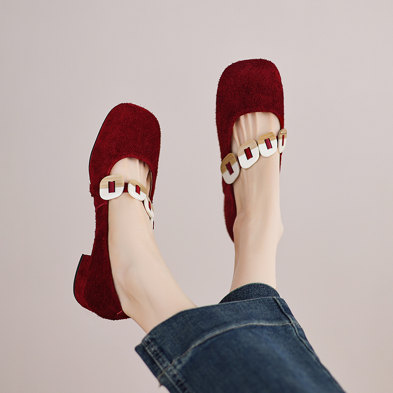 Women Mary Jane Flats Cow Sued - đánh giá và giá Low Block Heel Pump