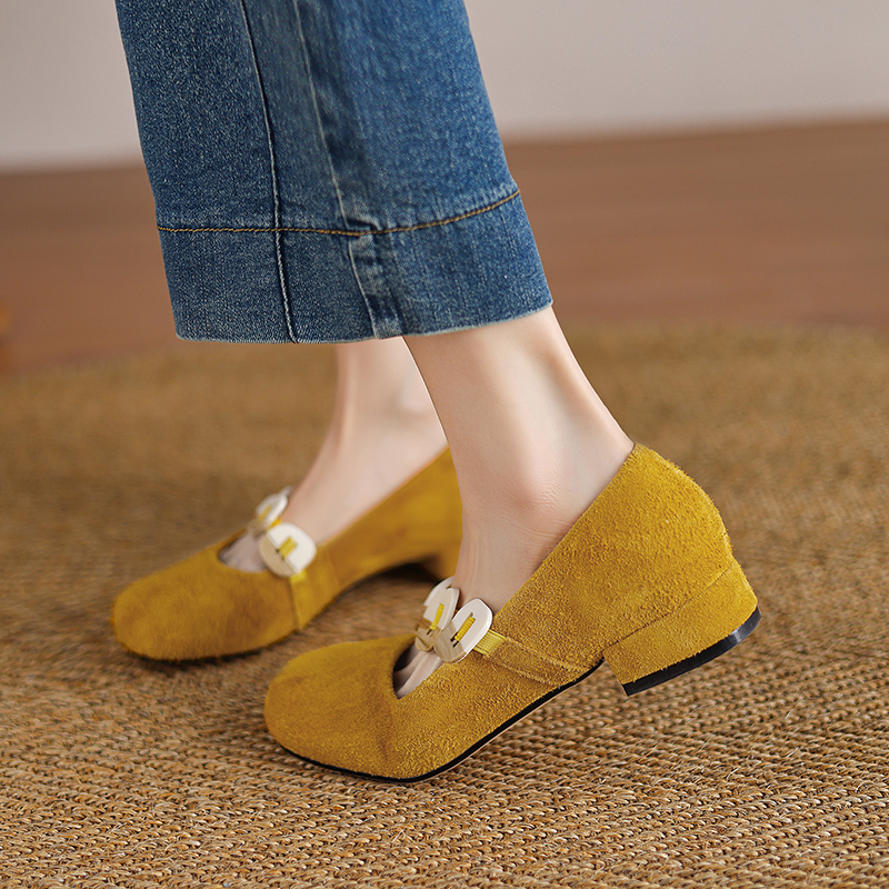 Women Mary Jane Flats Cow Sued - đánh giá và giá Low Block Heel Pump