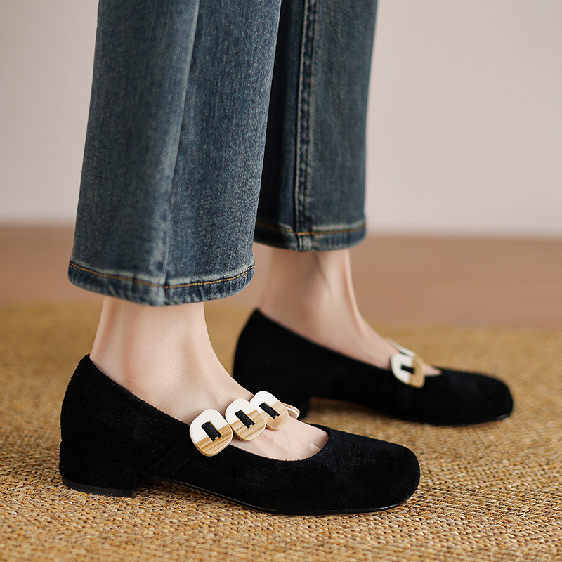 Women Mary Jane Flats Cow Sued - đánh giá và giá Low Block Heel Pump