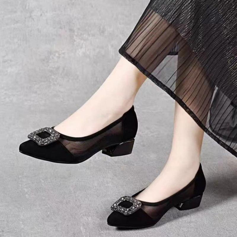 Elegant Pointed Toe Mesh Block - đánh giá và giá Women'S Heels