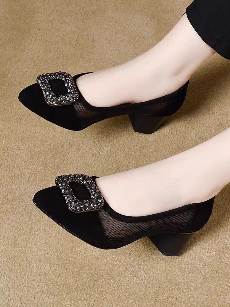 Elegant Pointed Toe Mesh Block - đánh giá và giá Women'S Heels
