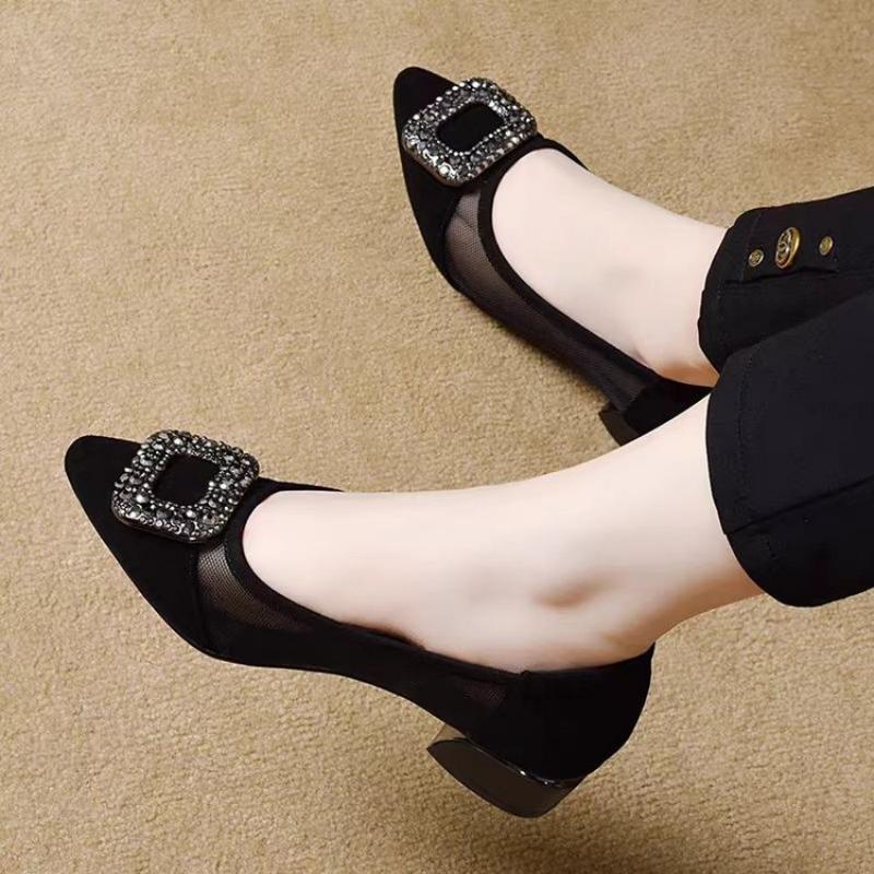 Elegant Pointed Toe Mesh Block - đánh giá và giá Women'S Heels