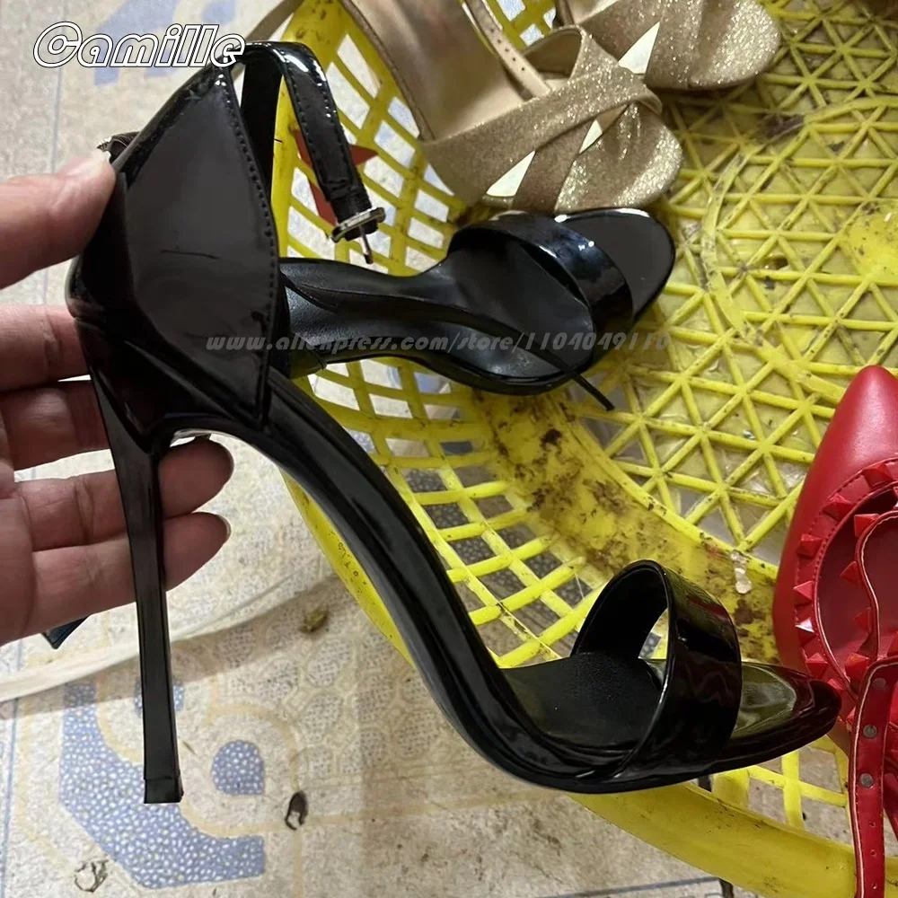 Patent Leather One Word Belt A - đánh giá và giá Ankle Strap Heels